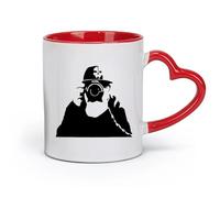DEBINGY céramique Coffret cadeau pour tasse à latte avec anse Modèle Cool Boy du photographe （11oz/320ml） Lave-vaisselle et micro-ondes, pour le bureau et la maison Rouge