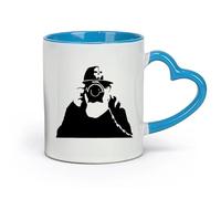 DEBINGY céramique Coffret cadeau pour tasse à latte avec anse Modèle Cool Boy du photographe （11oz/320ml） Lave-vaisselle et micro-ondes, pour le bureau et la maison Bleu