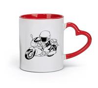 DEBINGY céramique Coffret cadeau pour tasse à latte avec anse Moto de course, vélo tout-terrain, motocross （11oz/320ml） Pour thé, café et boissons chaudes Rouge