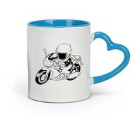 DEBINGY céramique Coffret cadeau pour tasse à latte avec anse Moto de course, vélo tout-terrain, motocross （11oz/320ml） Pour thé, café et boissons chaudes Bleu