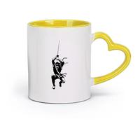 DEBINGY céramique Coffret cadeau pour tasse à latte avec anse Ninja Samurai Killer Shadow （11oz/320ml） Lave-vaisselle et micro-ondes, pour le bureau et la maison Jaune