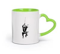 DEBINGY céramique Coffret cadeau pour tasse à latte avec anse Ninja Samurai Killer Shadow （11oz/320ml） Lave-vaisselle et micro-ondes, pour le bureau et la maison Vert