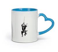 DEBINGY céramique Coffret cadeau pour tasse à latte avec anse Ninja Samurai Killer Shadow （11oz/320ml） Lave-vaisselle et micro-ondes, pour le bureau et la maison Bleu