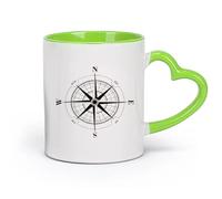 DEBINGY céramique Coffret cadeau pour tasse à latte avec anse Rose des vents Boussole Voyage Géographie （11oz/320ml） Tasse à café en céramique pour cappuccino, thé, lait Vert