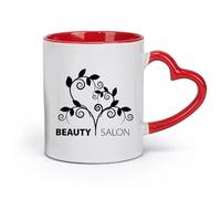 DEBINGY céramique Coffret cadeau pour tasse à latte avec anse Salon de beauté Spa naturel Coiffeur （11oz/320ml） Café, thé, latte, lait, cacao, jus et autres boissons chaudes Rouge