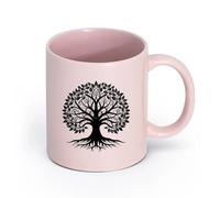 DEBINGY céramique Coffret cadeau pour tasse à latte avec anse silhouette d'arbre avec racines clipart （11oz/320ml） Pour thé, café et boissons chaudes Rose