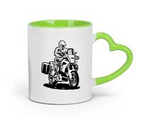 DEBINGY céramique Coffret cadeau pour tasse à latte avec anse silhouette de moto de sentier d'aventure isolée （11oz/320ml） Pour expresso, service à thé Vert