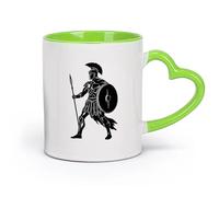 DEBINGY céramique Coffret cadeau pour tasse à latte avec anse silhouette d'un guerrier grec antique uniquement （11oz/320ml） Pour thé, café, lait, cappuccino Vert