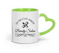 DEBINGY céramique Coffret cadeau pour tasse à latte avec anse Spa Coiffure Manucure Salon de beauté （11oz/320ml） Pour boissons chaudes, latte, cappuccino Vert