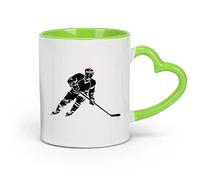 DEBINGY céramique Coffret cadeau pour tasse à latte avec anse Sport Hockey Sport d'hiver （11oz/320ml） Élégant et durable - Compatible micro-ondes et lave-vaisselle Vert