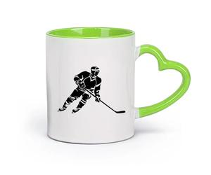 DEBINGY céramique Coffret cadeau pour tasse à latte avec anse Sport Hockey Sport d'hiver （11oz/320ml） Élégant et durable - Compatible micro-ondes et lave-vaisselle Vert