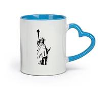 DEBINGY céramique Coffret cadeau pour tasse à latte avec anse Statue de la Liberté Statue de la Liberté （11oz/320ml） Tasses à café en céramique pour la maison ou le travail Bleu