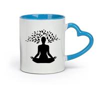 DEBINGY céramique Coffret cadeau pour tasse à latte avec anse Studio de méditation et de yoga （11oz/320ml） Cadeau humoristique pour les amateurs de café, les collègues et les amis Bleu