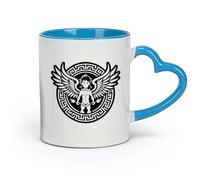 DEBINGY céramique Coffret cadeau pour tasse à latte avec anse symbole du dieu Éros （11oz/320ml） Parfait pour les cuisines, restaurants et cafés, excellente idée cadeau Bleu