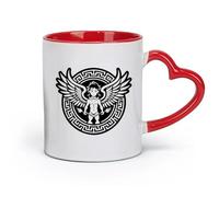 DEBINGY céramique Coffret cadeau pour tasse à latte avec anse symbole du dieu Éros （11oz/320ml） Parfait pour les cuisines, restaurants et cafés, excellente idée cadeau Rouge