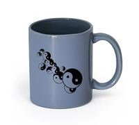 DEBINGY céramique Coffret cadeau pour tasse à latte avec anse Talisman Yin Yang Taiji （11oz/320ml） Cadeau humoristique pour les amateurs de café, les collègues et les amis Blaugrau