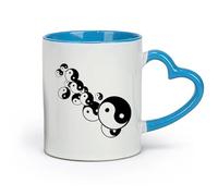 DEBINGY céramique Coffret cadeau pour tasse à latte avec anse Talisman Yin Yang Taiji （11oz/320ml） Cadeau humoristique pour les amateurs de café, les collègues et les amis Bleu