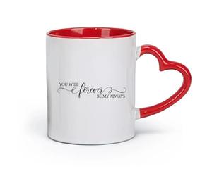 DEBINGY céramique Coffret cadeau pour tasse à latte avec anse Tu seras toujours ma citation pour toujours （11oz/320ml） Utilisation au café ou au restaurant Rouge