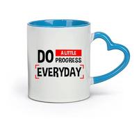 DEBINGY céramique Coffret cadeau pour tasse à latte avec anse Un petit progrès chaque jour est inspirant （11oz/320ml） Cadeau de bureau unique pour femme et homme Bleu