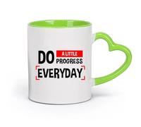 DEBINGY céramique Coffret cadeau pour tasse à latte avec anse Un petit progrès chaque jour est inspirant （11oz/320ml） Cadeau de bureau unique pour femme et homme Vert