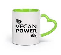 DEBINGY céramique Coffret cadeau pour tasse à latte avec anse Végétarisme, mot puissant pour une vie saine （11oz/320ml） Utilisation au café ou au restaurant Vert