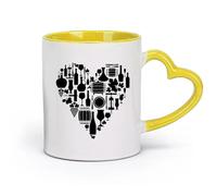 DEBINGY céramique Coffret cadeau pour tasse à latte avec anse Vine Wine Love Restaurant Verre Alcool Cave à vin （11oz/320ml） Pour la maison ou le travail Jaune