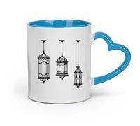 DEBINGY céramique Grandes tasses à thé, café et chocolat chaud Lanterne arabe （11oz/320ml） Café, thé, latte, lait, cacao, jus et autres boissons chaudes Bleu