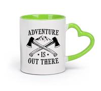 DEBINGY céramique Grandes tasses à thé, café et chocolat chaud l'aventure est là-bas graphique （11oz/320ml） Café, thé, latte, lait, cacao, jus et autres boissons chaudes Vert