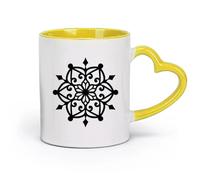 DEBINGY céramique Grandes tasses à thé, café et chocolat chaud Méditation de l'alphabet mandala （11oz/320ml） Parfait pour les cuisines, restaurants et cafés, excellente idée cadeau Jaune