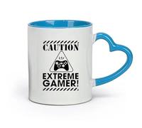 DEBINGY céramique Grandes tasses à thé, café et chocolat chaud Méfiez-vous des joueurs extrêmes （11oz/320ml） Pour café, soupe, thé, lait, latte, chocolat chaud, pour femmes et hommes Bleu