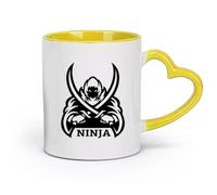 DEBINGY céramique Grandes tasses à thé, café et chocolat chaud Ninja Samurai Warrior Ninja Warrior Karate Boy （11oz/320ml） Pour thé, café, lait, cappuccino Jaune