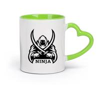 DEBINGY céramique Grandes tasses à thé, café et chocolat chaud Ninja Samurai Warrior Ninja Warrior Karate Boy （11oz/320ml） Pour thé, café, lait, cappuccino Vert
