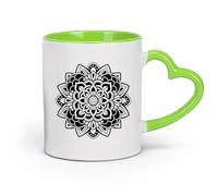 DEBINGY céramique Grandes tasses à thé, café et chocolat chaud Studio de yoga Mandala Boho （11oz/320ml） Café, thé, latte, lait, cacao, jus et autres boissons chaudes Vert