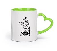DEBINGY céramique Grandes tasses à thé, café et chocolat chaud Théière en bambou （11oz/320ml） Lave-vaisselle et micro-ondes, pour le bureau et la maison Vert