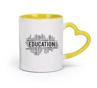 DEBINGY céramique Grandes tasses à thé, café et chocolat chaud Tuiles scolaires Éducation Apprentissage （11oz/320ml） Bureau, maison, café, lave-vaisselle et micro-ondes Jaune