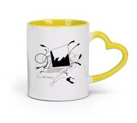 DEBINGY céramique Grandes tasses pour boissons chaudes Modèle d'ordinateur portable Gamer It Online Internet Teen （11oz/320ml） Adapté au micro-ondes Jaune