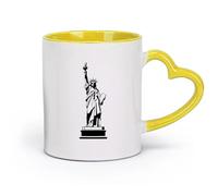 DEBINGY céramique Grandes tasses pour boissons chaudes Statue de la Liberté noire, monument historique de New York （11oz/320ml） Toutes occasions Jaune