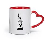 DEBINGY céramique Grandes tasses pour boissons chaudes Statue de la Liberté noire, monument historique de New York （11oz/320ml） Toutes occasions Rouge