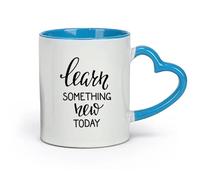 DEBINGY céramique Tasse à café avec anse - Céramique classique Apprendre de nouveaux mots （11oz/320ml） Parfait pour les cuisines, restaurants et cafés, excellente idée cadeau Bleu