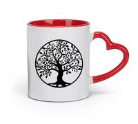 DEBINGY céramique Tasse à café avec anse - Céramique classique Arbre généalogique de la vie （11oz/320ml） Parfait pour les cuisines, restaurants et cafés, excellente idée cadeau Rouge