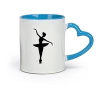 DEBINGY céramique Tasse à café avec anse - Céramique classique Ballerine Silhouette Danseuse Danse Danse （11oz/320ml） Excellent cadeau pour les amoureux Bleu