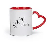 DEBINGY céramique Tasse à café avec anse - Céramique classique Ballerine Silhouette Danseuse Danse Danse （11oz/320ml） Pour boissons chaudes, latte, cappuccino Rouge
