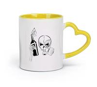 DEBINGY céramique Tasse à café avec anse - Céramique classique Bombe anti-émeute squelette terroriste spéciale （11oz/320ml） Lave-vaisselle et micro-ondes Jaune
