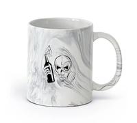 DEBINGY céramique Tasse à café avec anse - Céramique classique Bombe anti-émeute squelette terroriste spéciale （11oz/320ml） Lave-vaisselle et micro-ondes Marmorschwarz