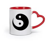 DEBINGY céramique Tasse à café avec anse - Céramique classique Cercle Symbole d'Harmonie Équilibre Yin Yang （11oz/320ml） Pour expresso, service à thé Rouge