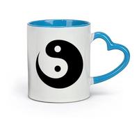 DEBINGY céramique Tasse à café avec anse - Céramique classique Cercle Symbole d'Harmonie Équilibre Yin Yang （11oz/320ml） Pour expresso, service à thé Bleu