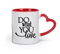 DEBINGY céramique Tasse à café avec anse - Céramique classique Citations « Faites ce que vous aimez faire » （11oz/320ml） Pour lait, thé, eau de coca Rouge