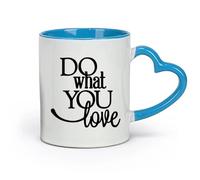 DEBINGY céramique Tasse à café avec anse - Céramique classique Citations « Faites ce que vous aimez faire » （11oz/320ml） Pour lait, thé, eau de coca Bleu