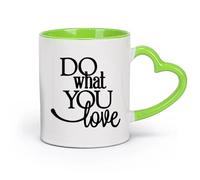 DEBINGY céramique Tasse à café avec anse - Céramique classique Citations « Faites ce que vous aimez faire » （11oz/320ml） Pour lait, thé, eau de coca Vert