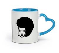 DEBINGY céramique Tasse à café avec anse - Céramique classique Coiffure Afro Lady Salon de Beauté Cheveux Femme （11oz/320ml） Pour le bureau et la maison Bleu